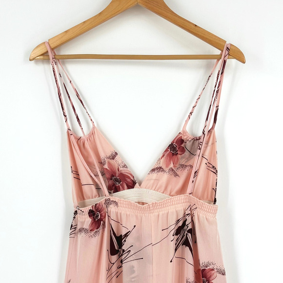 VTG 70s Womens Maxi Slip Dress Small? Floral Retro Babydoll Boho Hippie Sheer - Picture 5 of 6